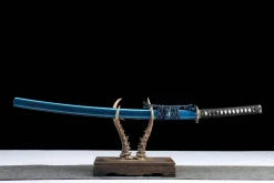 Alternative view of Kranich zwischen Kiefern - Handgeschmiedetes Katana aus 1045 Kohlenstoffstahl