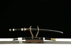 Alternative view of Schwarze Himmelsfeder - Handgeschmiedetes Katana aus 1045 Kohlenstoffstahl