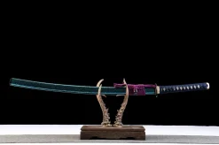Azurblaues Tiefengold - Handgeschmiedetes Katana aus 1065 Kohlenstoffstahl
