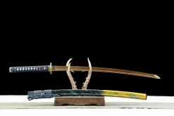Alternative view of Eis und Flamme - Handgeschmiedetes Katana aus 1065 Kohlenstoffstahl