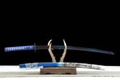 Alternative view of Frostschatten - Handgeschmiedetes Katana aus 1065 Kohlenstoffstahl
