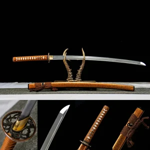 Alternative view of Obsidian Inferno - Handgeschmiedetes Katana aus 1065 Kohlenstoffstahl