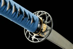 Alternative view of Azurblauer Strom - Handgeschmiedetes Katana aus Damaskusstahl