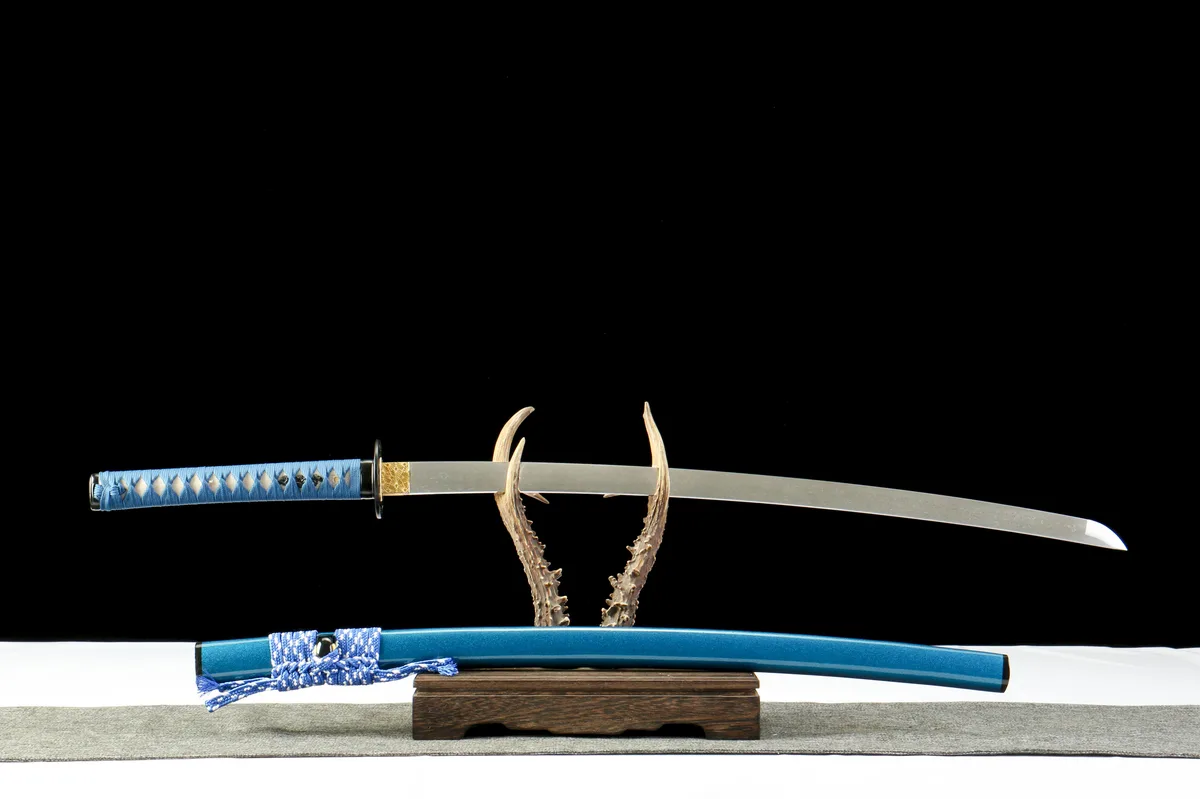 Azurblauer Strom - Handgeschmiedetes Katana aus Damaskusstahl - Image 3