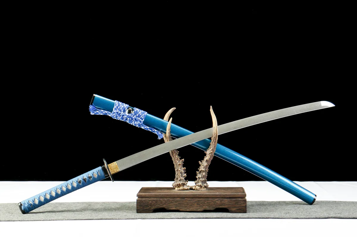 Azurblauer Strom - Handgeschmiedetes Katana aus Damaskusstahl - Image 9