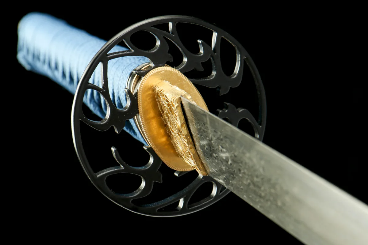 Azurblauer Strom - Handgeschmiedetes Katana aus Damaskusstahl - Image 13