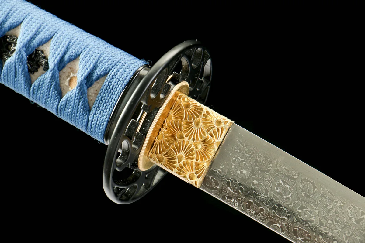 Azurblauer Strom - Handgeschmiedetes Katana aus Damaskusstahl - Image 5