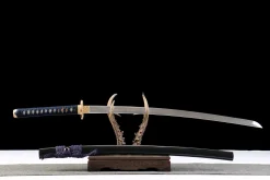 Azurnes Leuchten - Handgeschmiedetes Katana aus Damaskusstahl