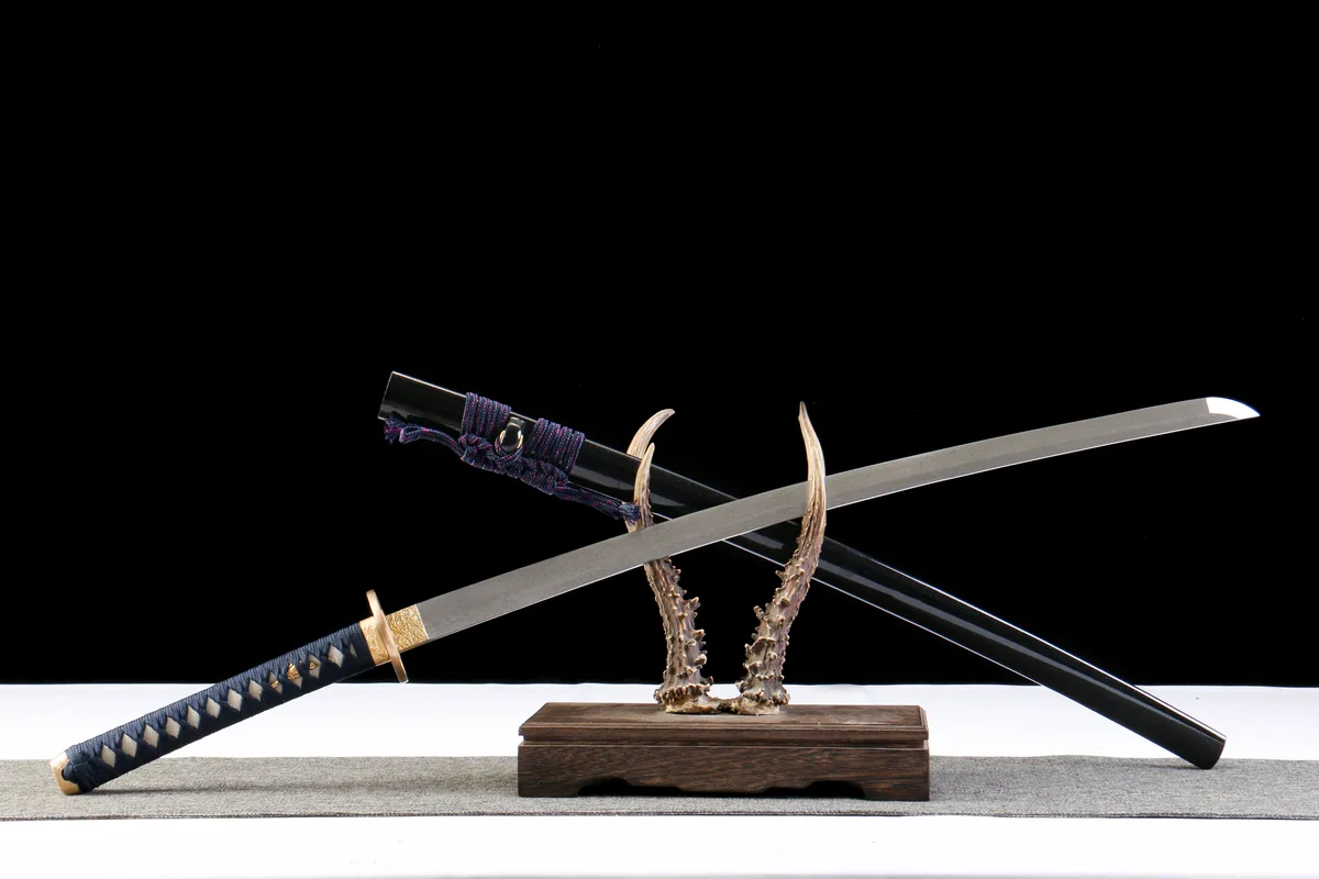 Azurnes Leuchten - Handgeschmiedetes Katana aus Damaskusstahl - Image 2