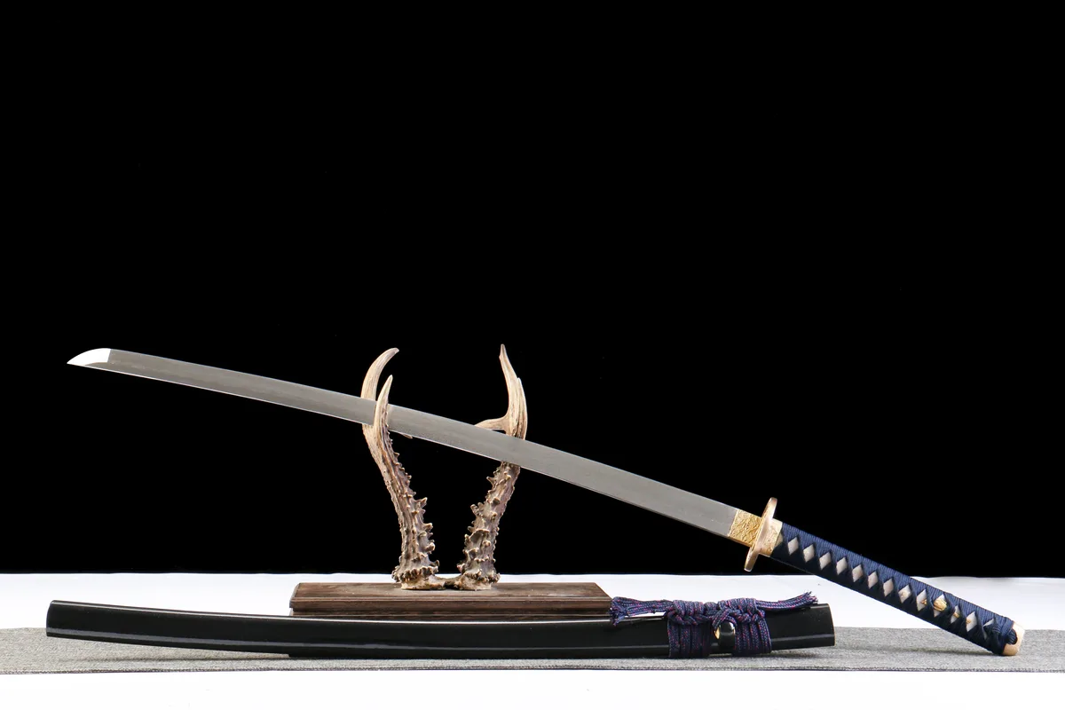Azurnes Leuchten - Handgeschmiedetes Katana aus Damaskusstahl - Image 6