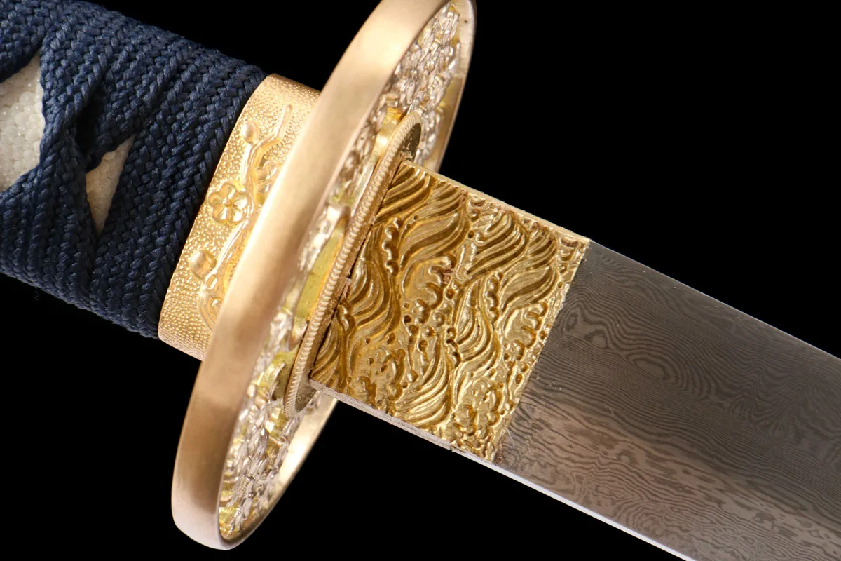 Azurnes Leuchten - Handgeschmiedetes Katana aus Damaskusstahl - Image 8