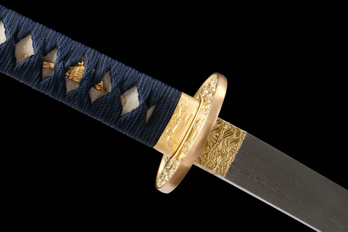 Azurnes Leuchten - Handgeschmiedetes Katana aus Damaskusstahl - Image 3
