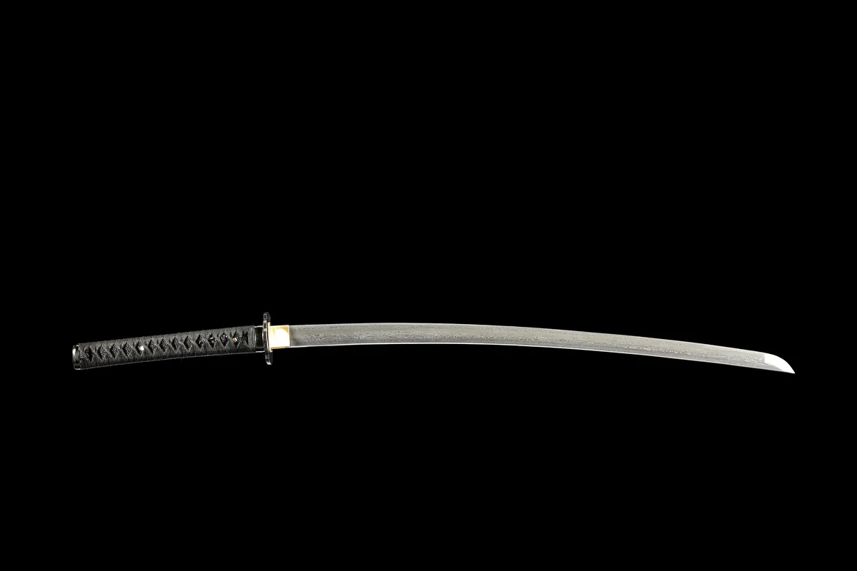 Dunkler Goldschatten-Brecher - Handgeschmiedetes Katana aus Damaskusstahl