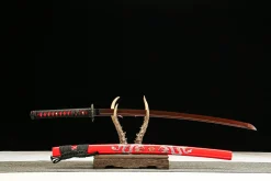 Alternative view of Flammender Drache - Handgeschmiedetes Katana aus Damaskusstahl