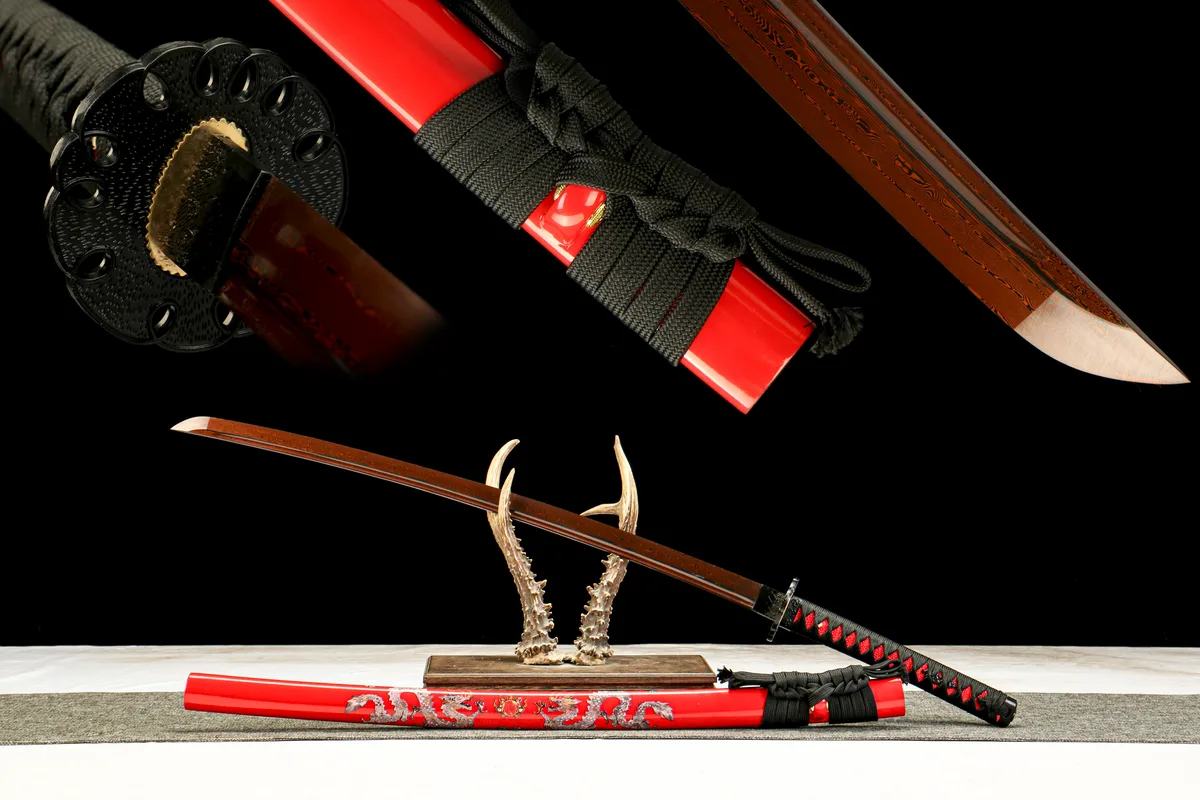 Flammender Drache - Handgeschmiedetes Katana aus Damaskusstahl - Image 7