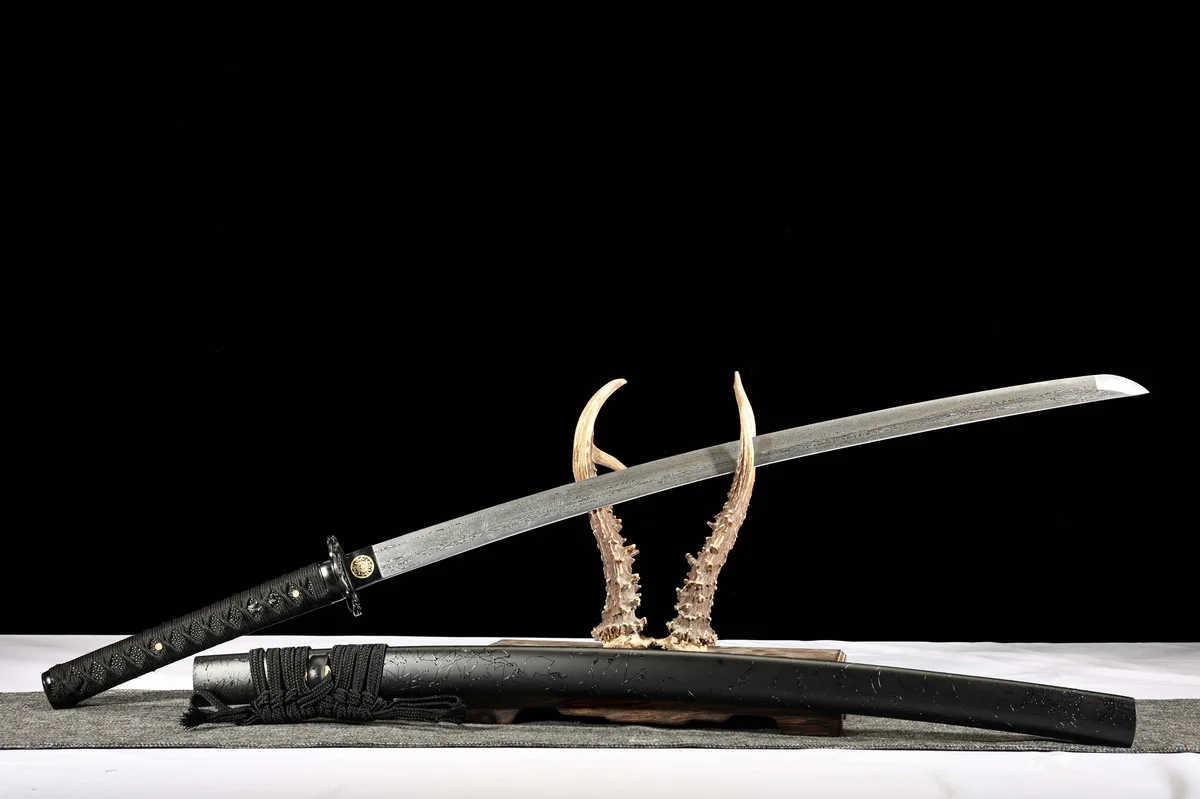 Nachtglut im Sternensturz - Handgeschmiedetes Katana aus Damaskusstahl - Image 2