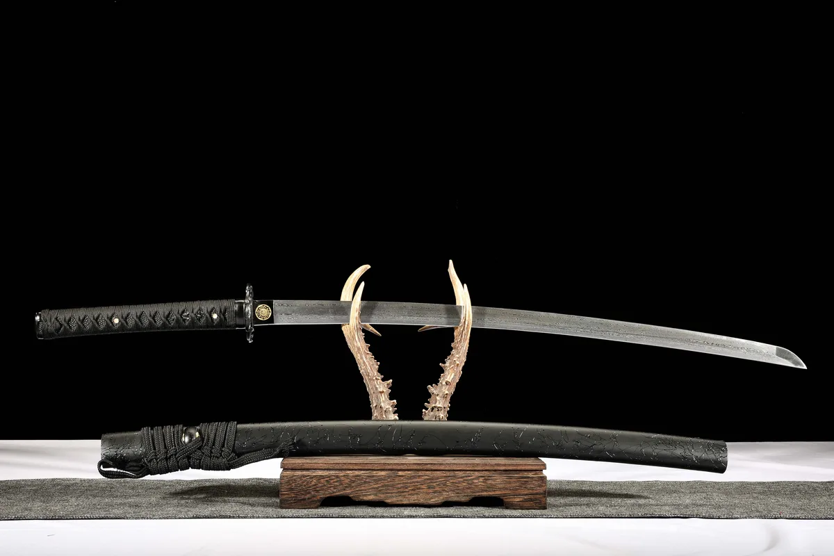 Nachtglut im Sternensturz - Handgeschmiedetes Katana aus Damaskusstahl - Image 7
