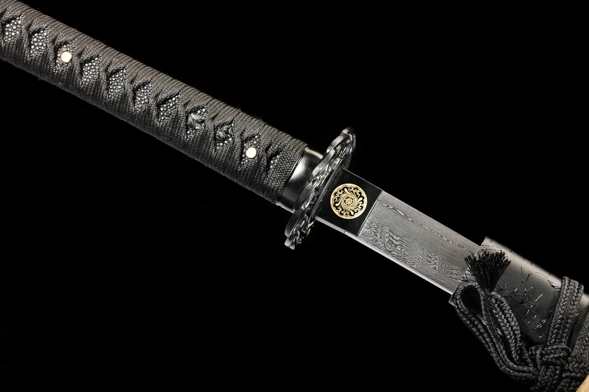Nachtglut im Sternensturz - Handgeschmiedetes Katana aus Damaskusstahl - Image 12