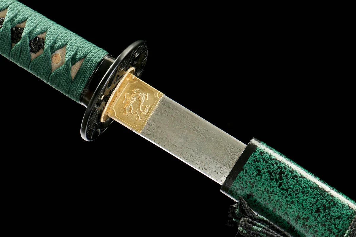 Teal Wave - Handgeschmiedetes Katana aus Damaskusstahl - Image 12