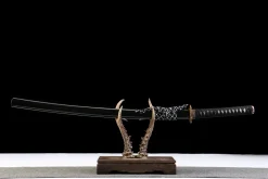 Goldene Tintenfeder - Handgeschmiedetes Katana aus Lehmgehärteter Damaskusstahl