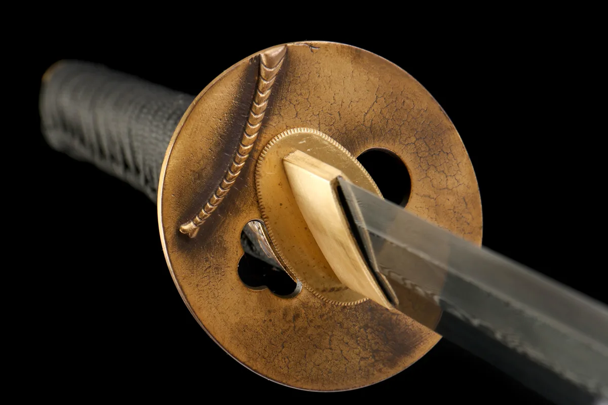 Goldene Tintenfeder - Handgeschmiedetes Katana aus Lehmgehärteter Damaskusstahl - Image 8