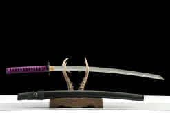 Klinge des Abgrunds - Handgeschmiedetes Katana aus Lehmgehärteter Damaskusstahl