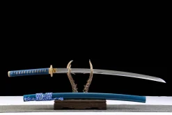Alternative view of Tiefseegold - Handgeschmiedetes Katana aus Lehmgehärteter Damaskusstahl
