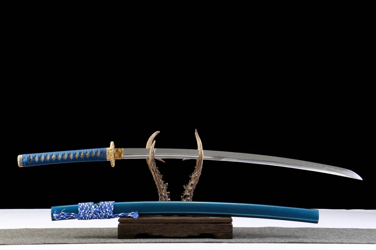 Tiefseegold - Handgeschmiedetes Katana aus Lehmgehärteter Damaskusstahl - Image 2