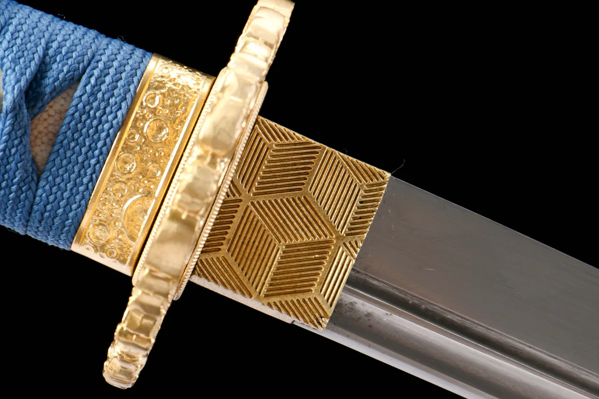 Tiefseegold - Handgeschmiedetes Katana aus Lehmgehärteter Damaskusstahl - Image 8
