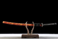 Goldene Scharlachrote Welle - Handgeschmiedetes Katana aus Sanmai Verbundstahl
