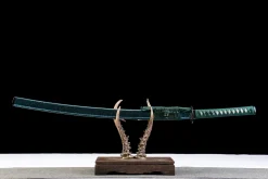 Azurblauer Himmel in Gold - Handgeschmiedetes Katana aus T10 Werkzeugstahl