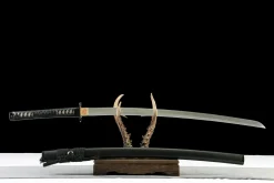Alternative view of Dunkler Glanz-Schnitt - Handgeschmiedetes Katana aus T10 Werkzeugstahl