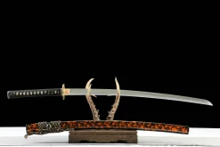 Alternative view of Dunkles Gold - Handgeschmiedetes Katana aus T10 Werkzeugstahl