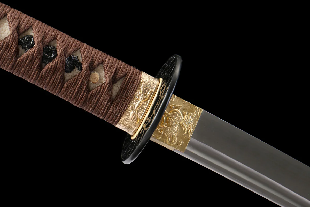 Dunkles Goldgeflecht - Handgeschmiedetes Katana aus T10 Werkzeugstahl - Image 5