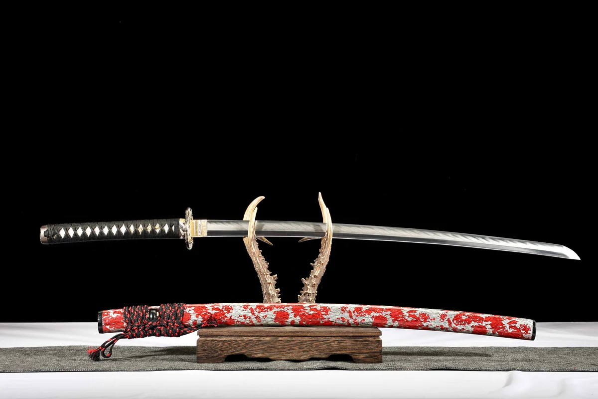Karmesinrote Flammenwolke - Handgeschmiedetes Katana aus T10 Werkzeugstahl - Image 3