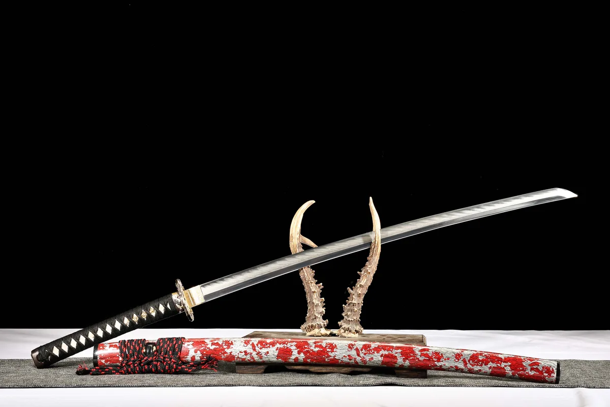 Karmesinrote Flammenwolke - Handgeschmiedetes Katana aus T10 Werkzeugstahl - Image 10