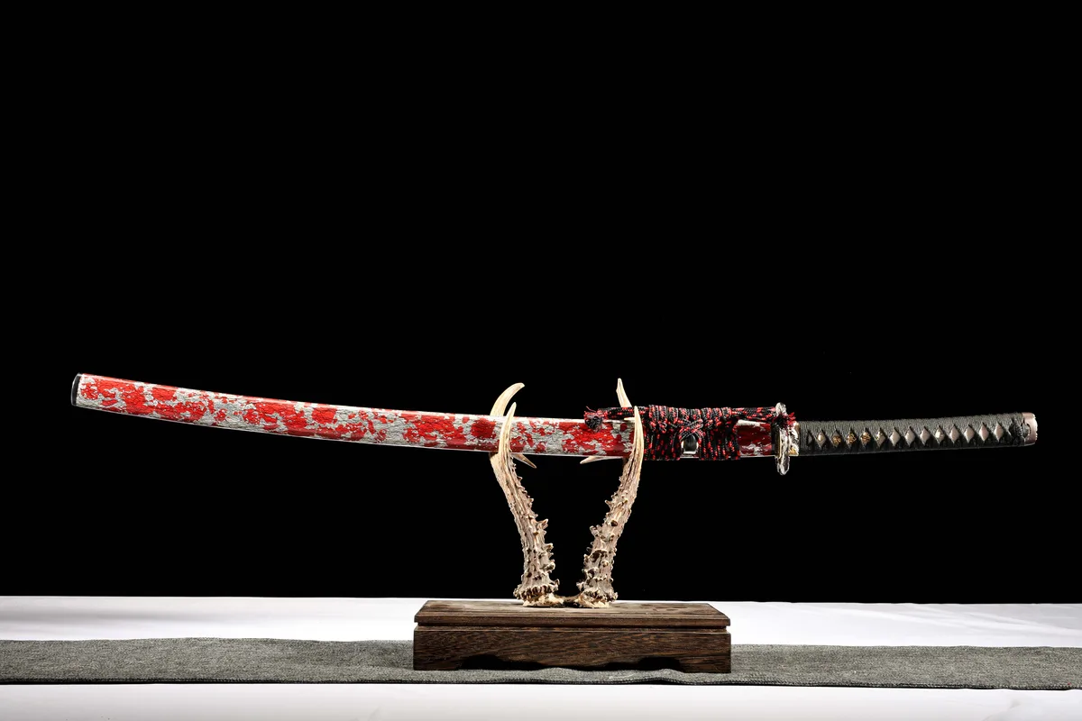 Karmesinrote Flammenwolke - Handgeschmiedetes Katana aus T10 Werkzeugstahl - Image 4