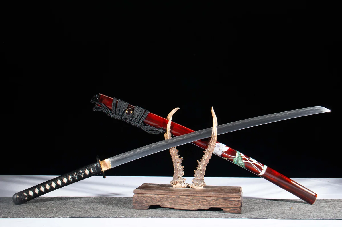Rotes Radblütenspiel - Handgeschmiedetes Katana aus T10 Werkzeugstahl - Image 7