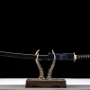Schwarzgold Blaue Seide - Handgeschmiedetes Katana aus T10 Werkzeugstahl