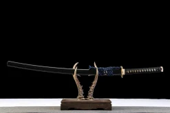 Schwarzgold Blaue Seide - Handgeschmiedetes Katana aus T10 Werkzeugstahl