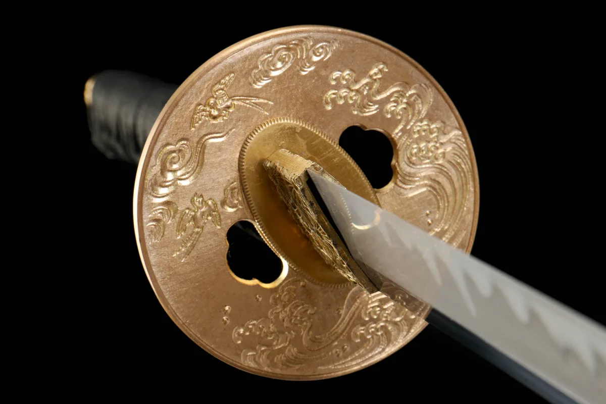 Schwarzgold Blaue Seide - Handgeschmiedetes Katana aus T10 Werkzeugstahl - Image 10
