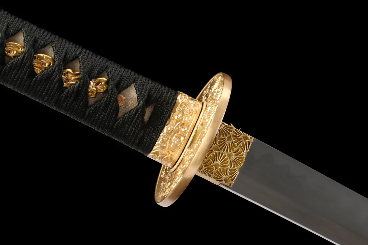 Schwarzgold Blaue Seide - Handgeschmiedetes Katana aus T10 Werkzeugstahl - Image 5