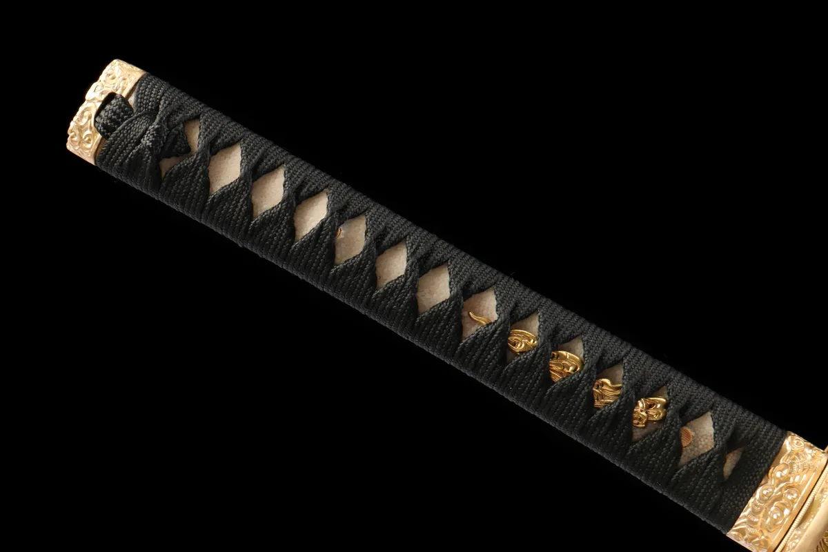 Schwarzgold Blaue Seide - Handgeschmiedetes Katana aus T10 Werkzeugstahl - Image 6
