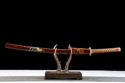 Schwarzgold Braunes Geflecht - Handgeschmiedetes Katana aus T10 Werkzeugstahl