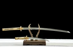 Silberne Flut Set - Handgeschmiedetes Katana aus T10 Werkzeugstahl