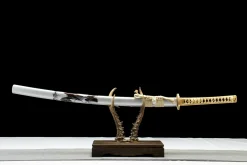 Silberne Gezeit - Handgeschmiedetes Katana aus T10 Werkzeugstahl