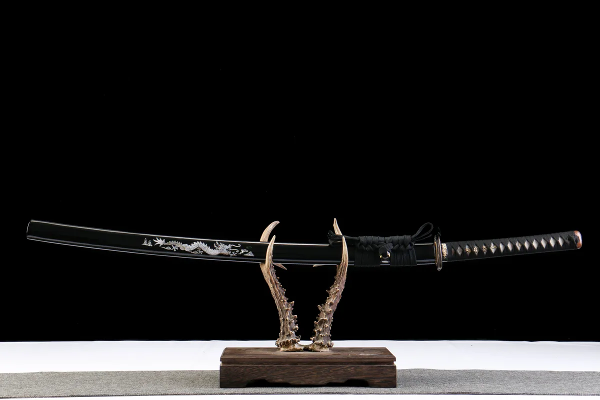 Tiefes Ozean Goldfaden - Handgeschmiedetes Katana aus T10 Werkzeugstahl