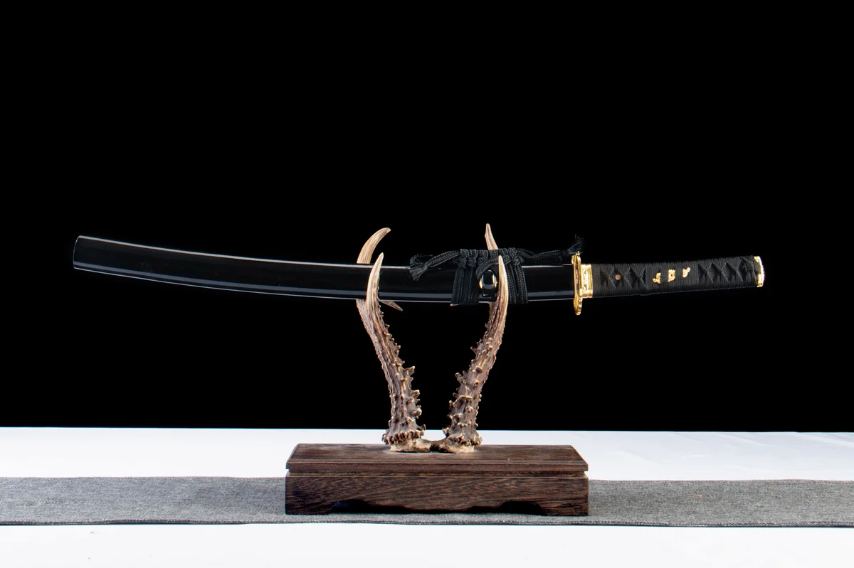 Schwarzgold-Fächer - Handgeschmiedetes Wakizashi aus 1065 Kohlenstoffstahl - Image 2