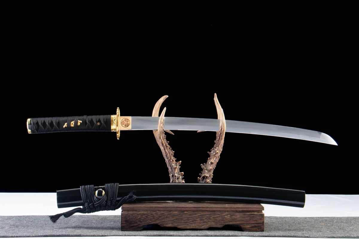 Schwarzgold-Fächer - Handgeschmiedetes Wakizashi aus 1065 Kohlenstoffstahl - Image 5