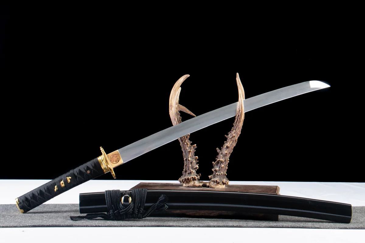 Schwarzgold-Fächer - Handgeschmiedetes Wakizashi aus 1065 Kohlenstoffstahl - Image 6
